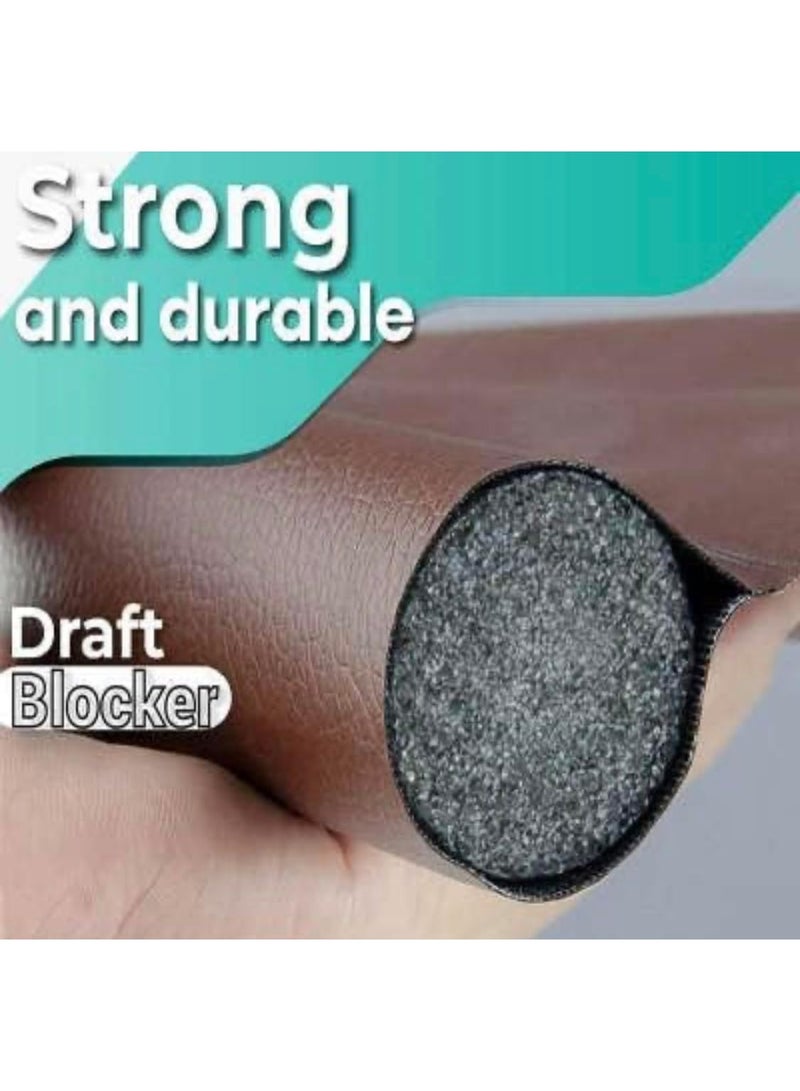 حاجز تحت الباب للحماية من الغبار والحشرات والهواء البارد والضوضاء، مانع تسرب أسفل الباب قابل للإزالة بدون حفر أو براغي، تصميم مزدوج مرن باللون البني مناسب لجميع الأبواب - Image 5